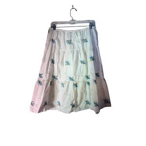 Y2K fairy boho JKLA California Cotton Skirt With Floral Embroidery Size L